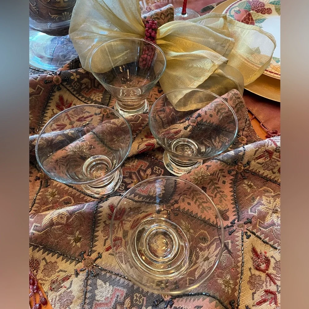 Set of 4 ~Designer Cocktail Glasses 8 oz Stemless Excellent Condition Never Used